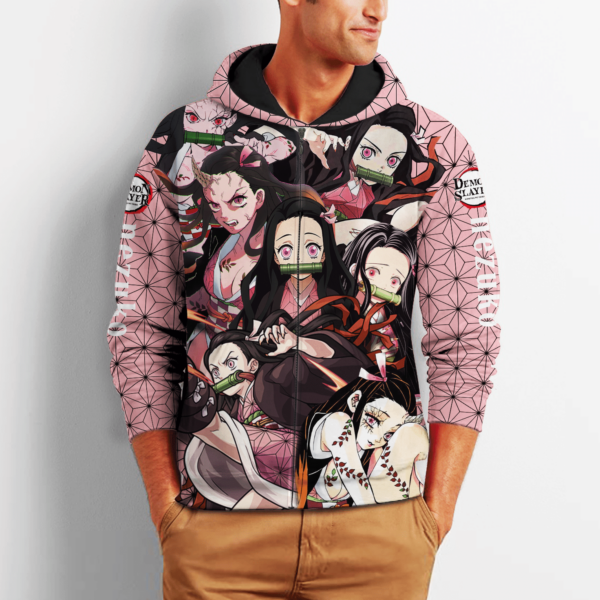 Nezuko Zip Hoodie Kimetsu Anime Merch Clothes 2