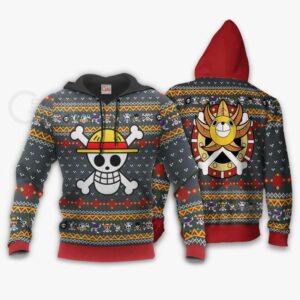 One Piece Ugly Christmas Sweater Straw Hat Priate Xmas Hoodie 7