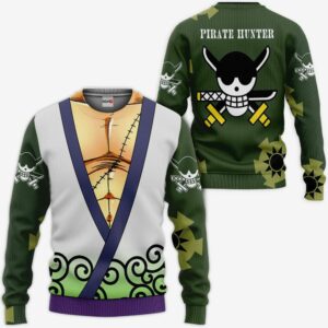 One Piece Zoro Wano Arc Hoodie Shirt Anime Zip Jacket 7