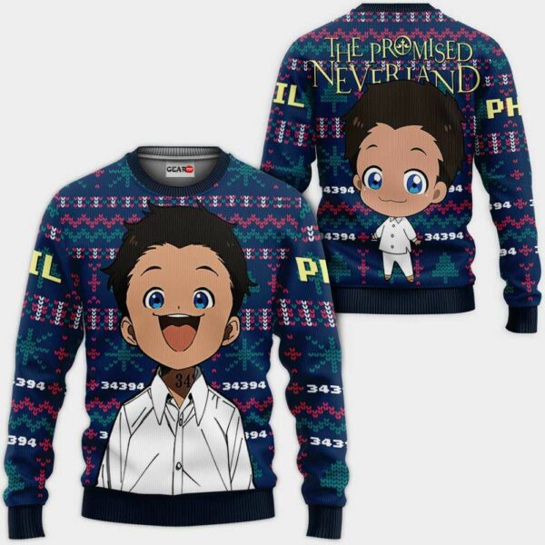 Phil Ugly Christmas Sweater Custom Anime The Promised Neverland XS12 1