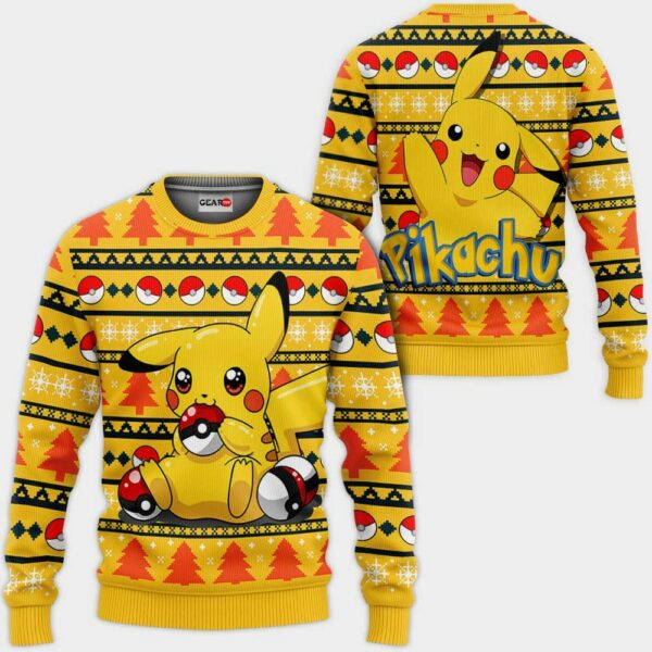 Pikachu Ugly Christmas Sweater Custom Anime Pokemon XS12 1