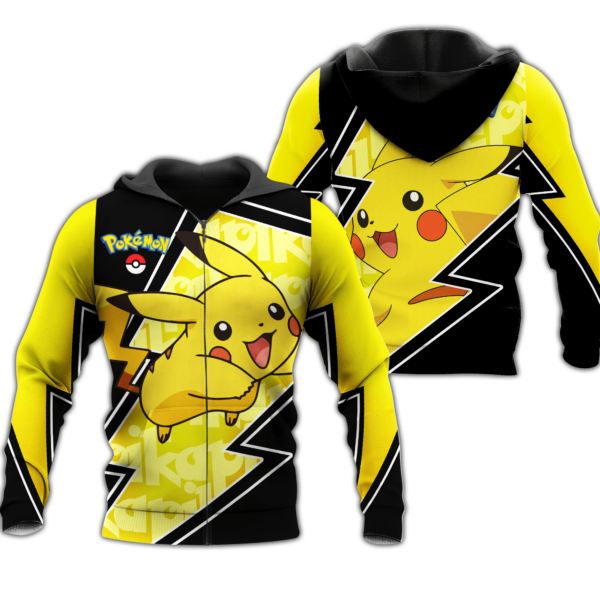 Pikachu Zip Hoodie Pokemon Shirt Anime Merch Clothes 1