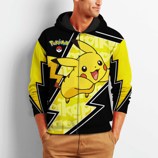 Pikachu Zip Hoodie Pokemon Shirt Anime Merch Clothes 2