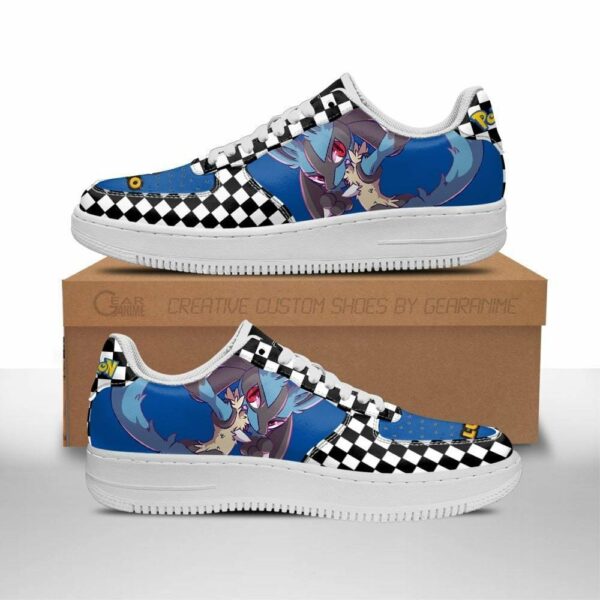 Poke Lucario Shoes Checkerboard Custom Pokemon Sneakers 1