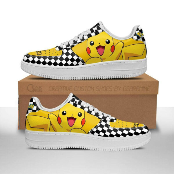 Poke Pikachu Shoes Checkerboard Custom Pokemon Sneakers 1