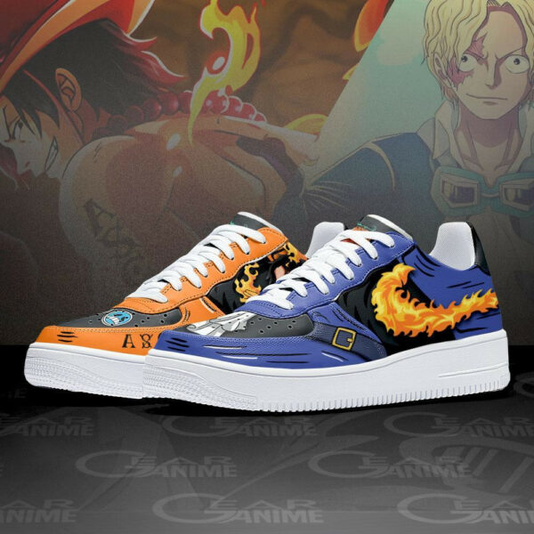 Portgas Ace and Sabo Air Shoes Custom Mera Mera One Piece Anime Sneakers 2
