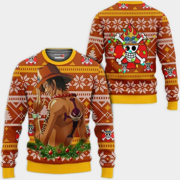 Portgas Ace Ugly Christmas Sweater Custom One Piece Anime XS12 1