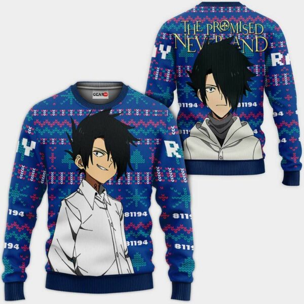 Ray Ugly Christmas Sweater Custom Anime The Promised Neverland XS12 1