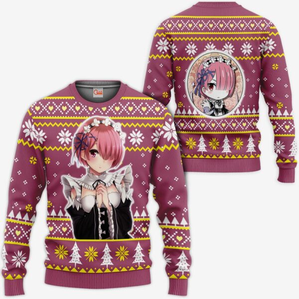 Re Zero Ram Ugly Christmas Sweater Custom Anime XS12 1