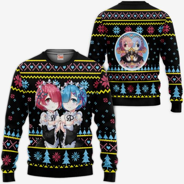 Re Zero Rem Ram Ugly Christmas Sweater Custom Anime XS12 1