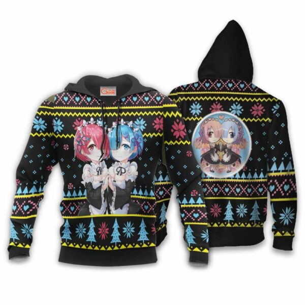 Re Zero Rem Ram Ugly Christmas Sweater Custom Anime XS12 3