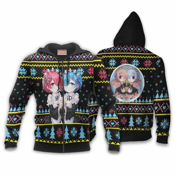 Re Zero Rem Ram Ugly Christmas Sweater Custom Anime XS12 2