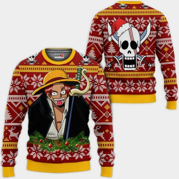 Red Hair Shanks Ugly Christmas Sweater Custom One Piece Anime XS12 1