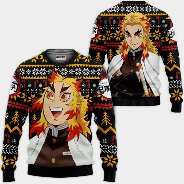 Rengoku Ugly Christmas Sweater Custom Anime Kimetsu XS12 1