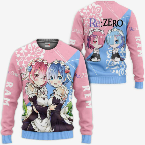 Re:Zezo Hoodie Rem & Ram Custom Shirt Anime Zip Jacket 2