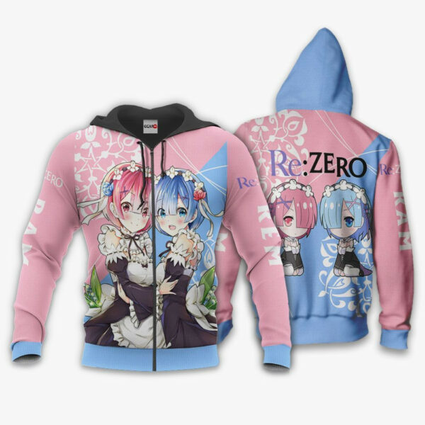 Re:Zezo Hoodie Rem & Ram Custom Shirt Anime Zip Jacket 1