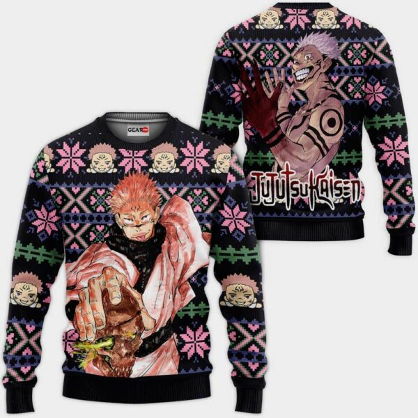 Ryomen Sukuna Ugly Christmas Sweater Custom Anime Jujutsu Kaisen XS12 1