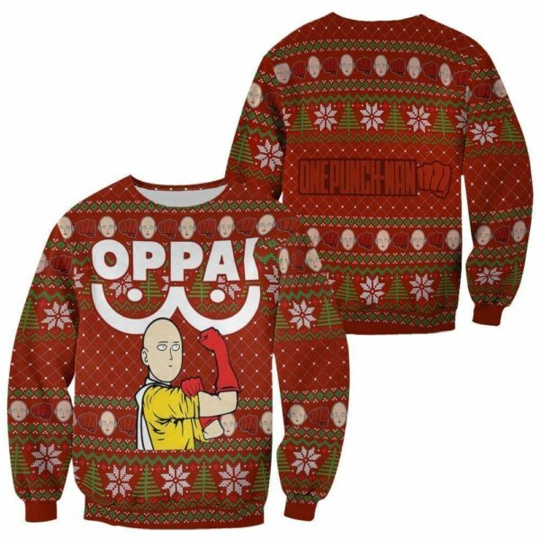 Saitama Oppai Ugly Christmas Sweater OPM Anime Xmas 1