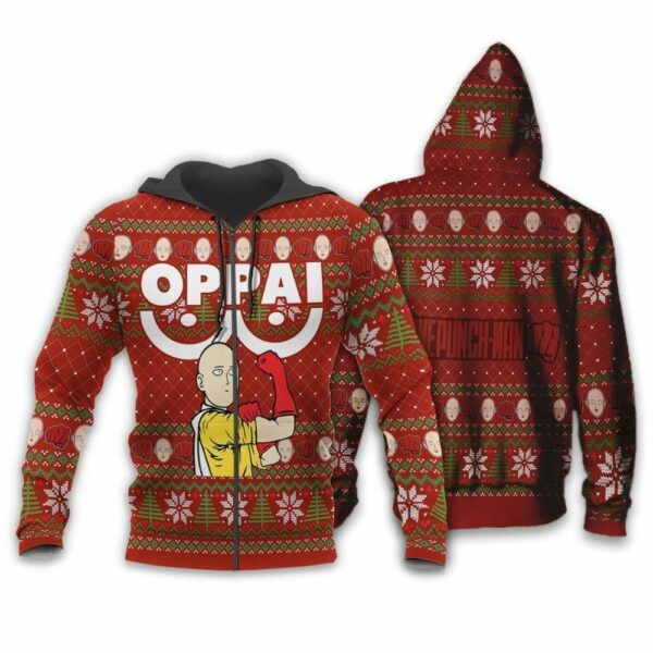 Saitama Oppai Ugly Christmas Sweater OPM Anime Xmas 2