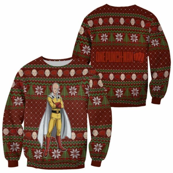 Saitama Ugly Christmas Sweater OPM Anime Xmas Gift 1