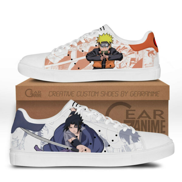 Sasuke and Naruto Uzumaki Skate Shoes Custom Naruto Anime Sneakers 1