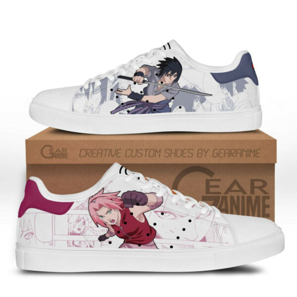 Sasuke Uchiha and Sakura Haruno Skate Shoes Custom Naruto Anime Sneakers 1