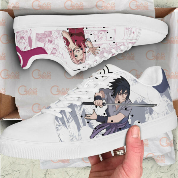 Sasuke Uchiha and Sakura Haruno Skate Shoes Custom Naruto Anime Sneakers 2