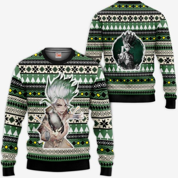 Senku Ishigami Ugly Christmas Sweater Custom Anime Dr Stone XS12 1