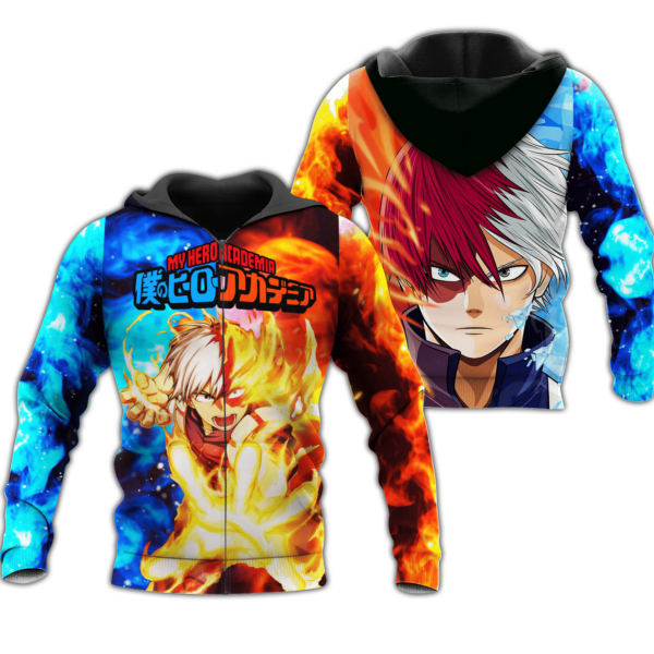 Shoto Todoroki Zip Hoodie Ice & Fire Custom My Hero Academia Anime Shirt 1