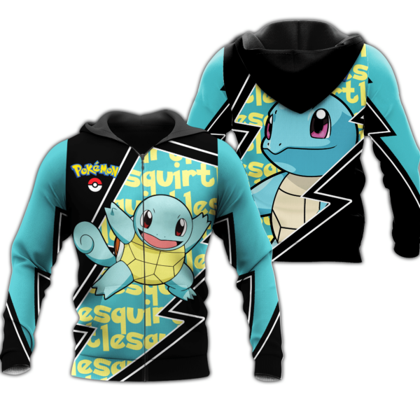 Squirtle Zip Hoodie Custom Pokemon Shirt Anime Merch 1