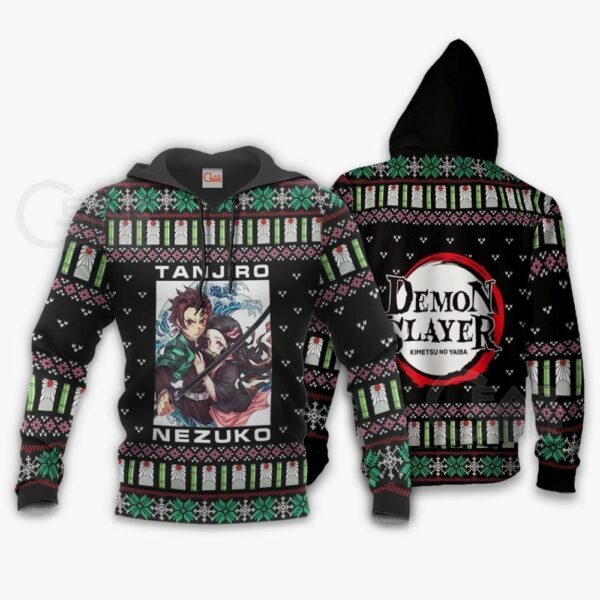 Tanjiro And Nezuko Ugly Sweater Christmas Kimetsu Anime Gift 3