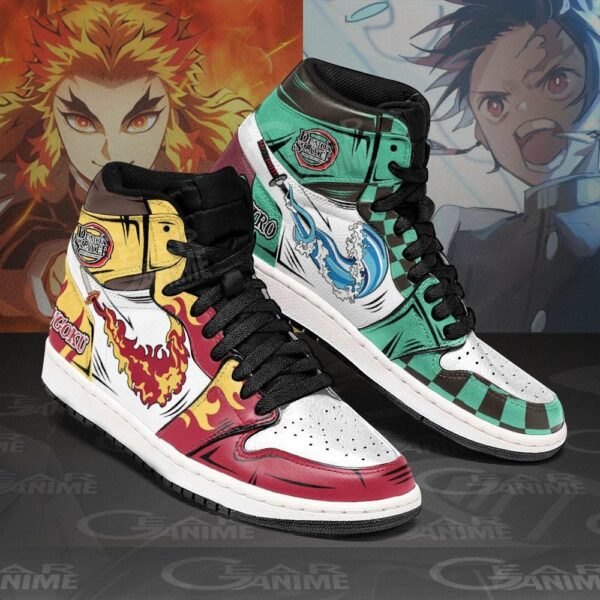 Tanjiro and Rengoku Shoes Custom Breathing Demon Slayer Anime Sneakers 2