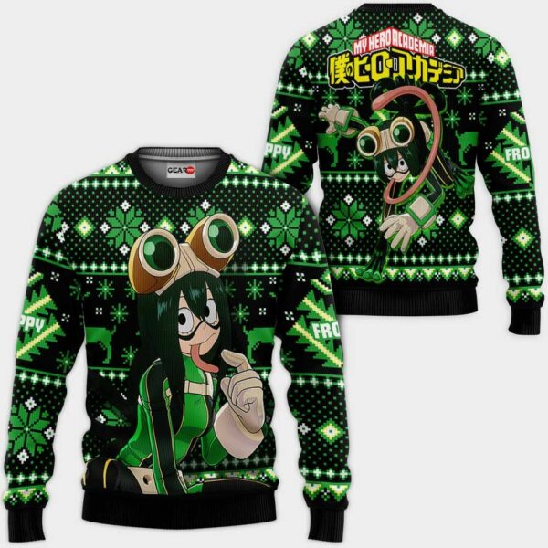 Tsuyu Asui Ugly Christmas Sweater Custom Anime My Hero Academia XS12 1