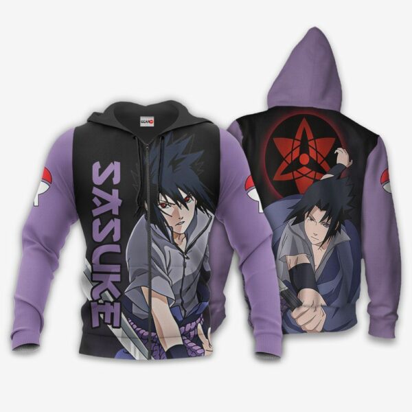 Uchiha Sasuke Hoodie Shirt Sharingan Eyes Anime Zip Jacket 1