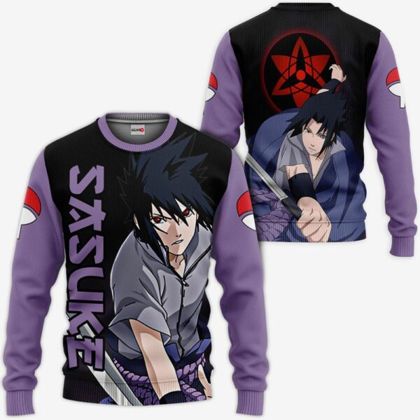 Uchiha Sasuke Hoodie Shirt Sharingan Eyes Anime Zip Jacket 2