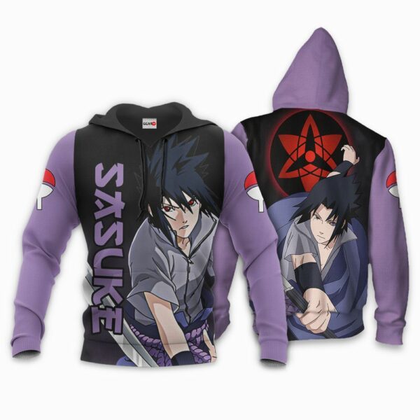 Uchiha Sasuke Hoodie Shirt Sharingan Eyes Anime Zip Jacket 3