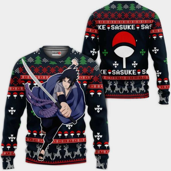 Uchiha Sasuke Ugly Christmas Sweater Custom Naruto Anime XS12 1