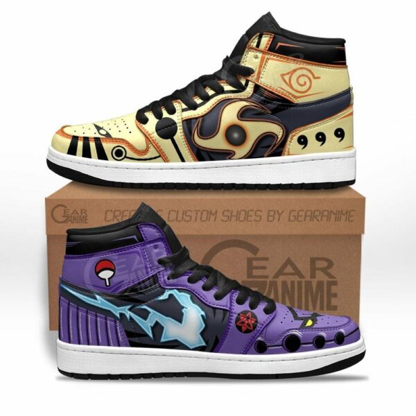 Uzumaki Naruto Bijuu and Sasuke Susanoo Shoes Custom Anime Sneakers 1