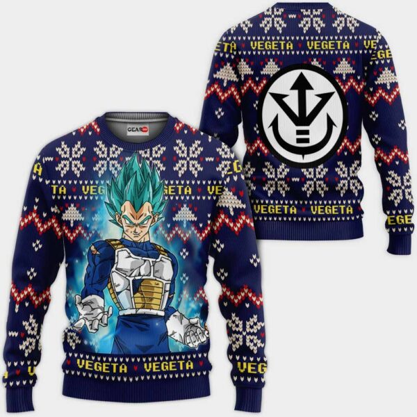 Vegeta Blue Christmas Sweater Custom Anime Dragon Ball XS12 1