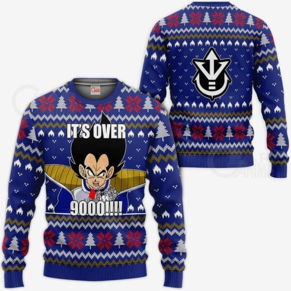 Vegeta Ugly Christmas Sweater It's Over 9000 Funny DBZ Xmas Gift 1