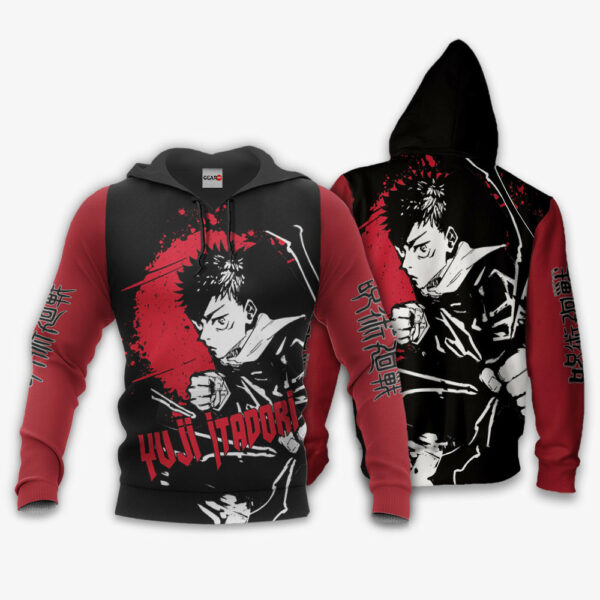 Yuji Itadori Hoodie Custom Jujutsu Kaisen Anime Merch Clothes Monochrome 3