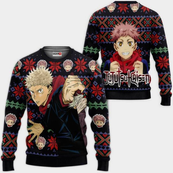 Yuji Itadori Ugly Christmas Sweater Custom Anime Jujutsu Kaisen XS12 1
