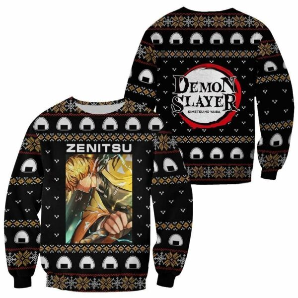 Zenitsu Agatsuma Ugly Christmas Sweater Kimetsu Anime Custom Xmas Clothes 1