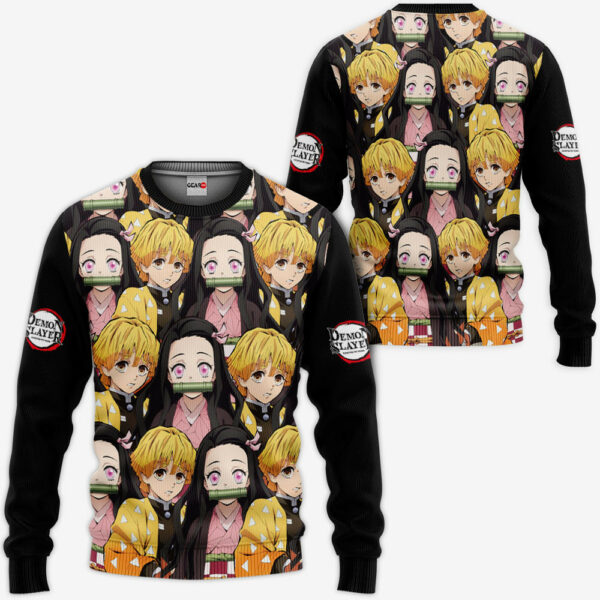 Zenitsu and Nezuko Hoodie Custom Kimetsu Anime Merch Clothes Valentine's gifts 2