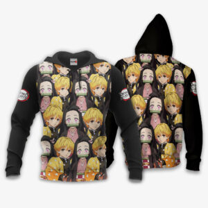 Zenitsu and Nezuko Hoodie Custom Kimetsu Anime Merch Clothes Valentine's gifts 8