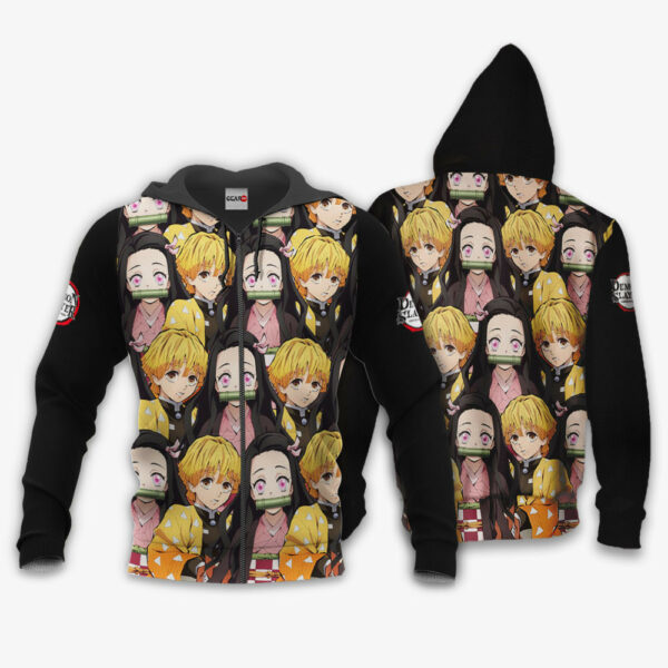 Zenitsu and Nezuko Hoodie Custom Kimetsu Anime Merch Clothes Valentine's gifts 1