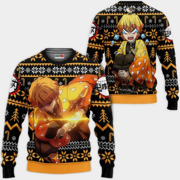 Zenitsu Ugly Christmas Sweater Custom Anime Kimetsu XS12 1