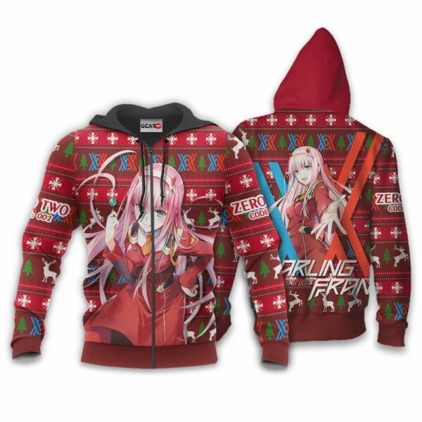Zero Two Code 002 Ugly Christmas Sweater Custom Anime Darling In The Franxx XS12 2