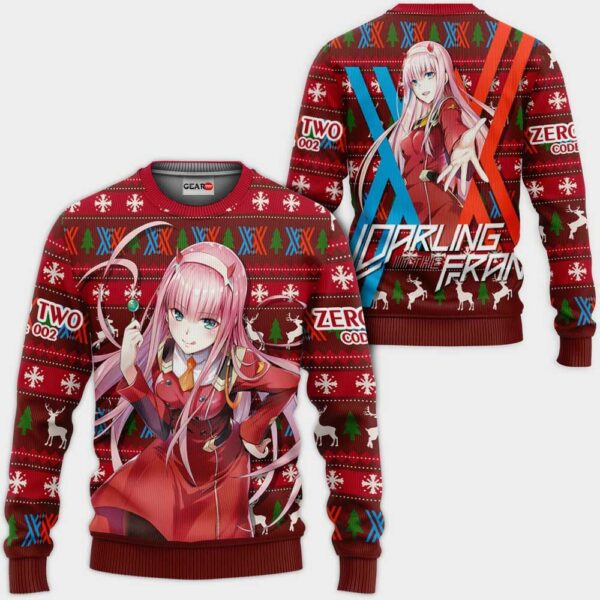 Zero Two Code 002 Ugly Christmas Sweater Custom Anime Darling In The Franxx XS12 1