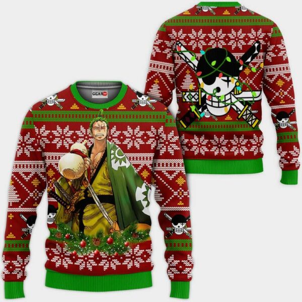 Zoro Ugly Christmas Sweater Custom Wano One Piece Anime XS12 1